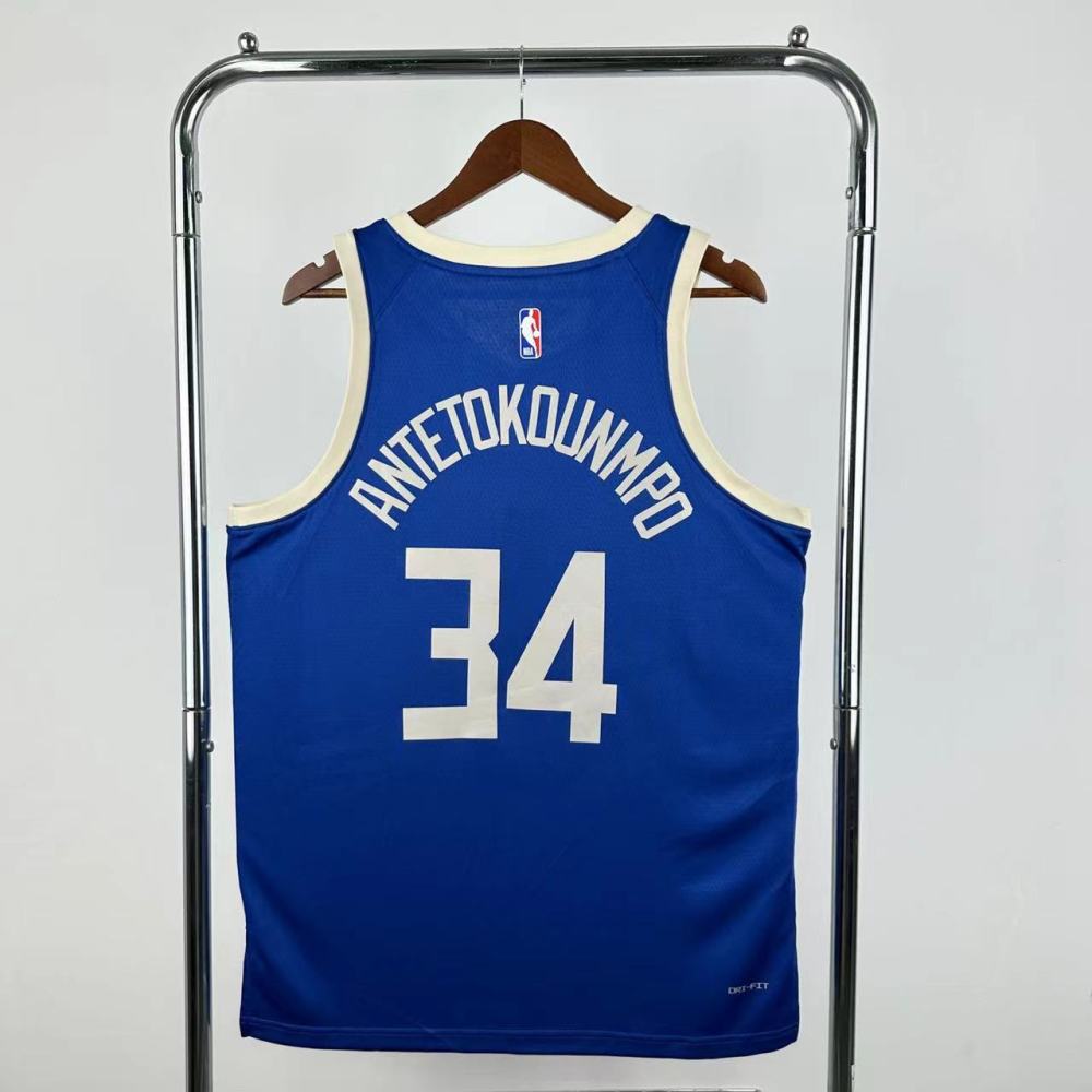 Giannis Antetokounmpo No. 34 of the Milwaukee Bucks' City Edition in the 25th season