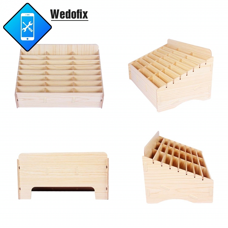 24 Grid Wooden Desktop Storage Box Mobile Phone Management Storage Box