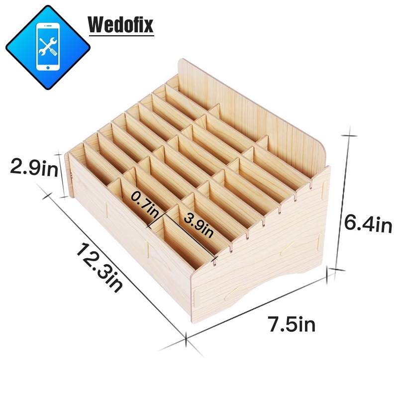 24 Grid Wooden Desktop Storage Box Mobile Phone Management Storage Box