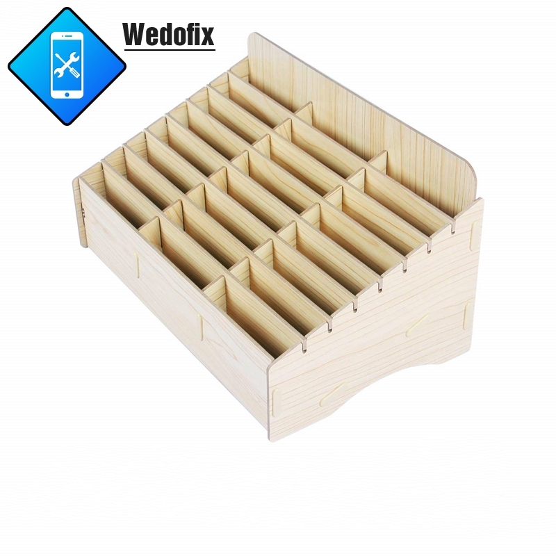 24 Grid Wooden Desktop Storage Box Mobile Phone Management Storage Box