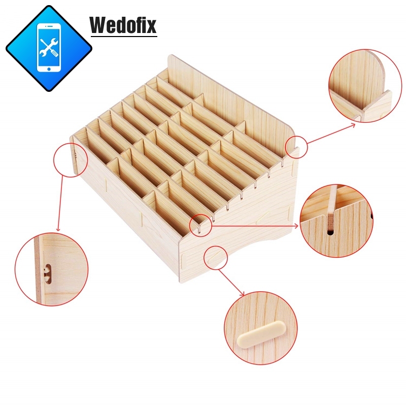 24 Grid Wooden Desktop Storage Box Mobile Phone Management Storage Box