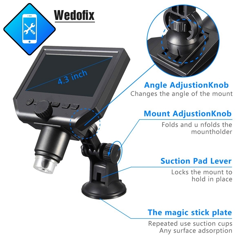 4.3" LCD Digital USB Microscope Magnifier with Adjustable Stand 600X Magnification Zoom