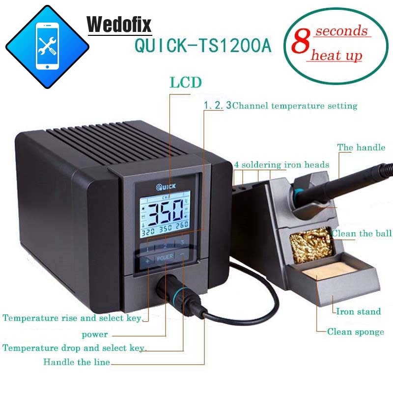 120W Quick TS1200A Digital Display Solder Iron Station for iPhone Mircosolder Repair