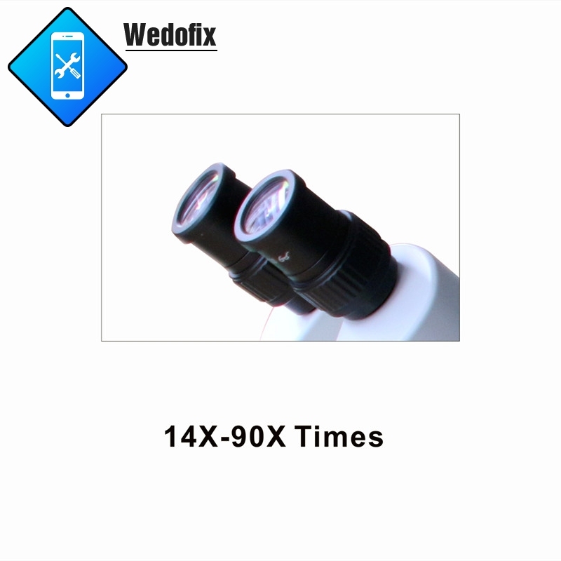 14X-90X binocular Microscope with 45 degrees Tilt 360 Degrees Rotating 0.7X ~ 4.5X continuous zoom for iPhone Microsolder Repair