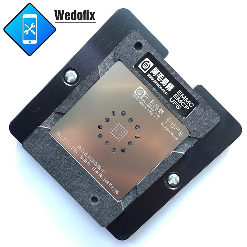 Amaoe EMMC EMCP UFS BGA Reballing Stencil Kit with Positioning Mould Magnetic Base BGA153 BGA162 BGA169 BGA186 BGA221 BGA254