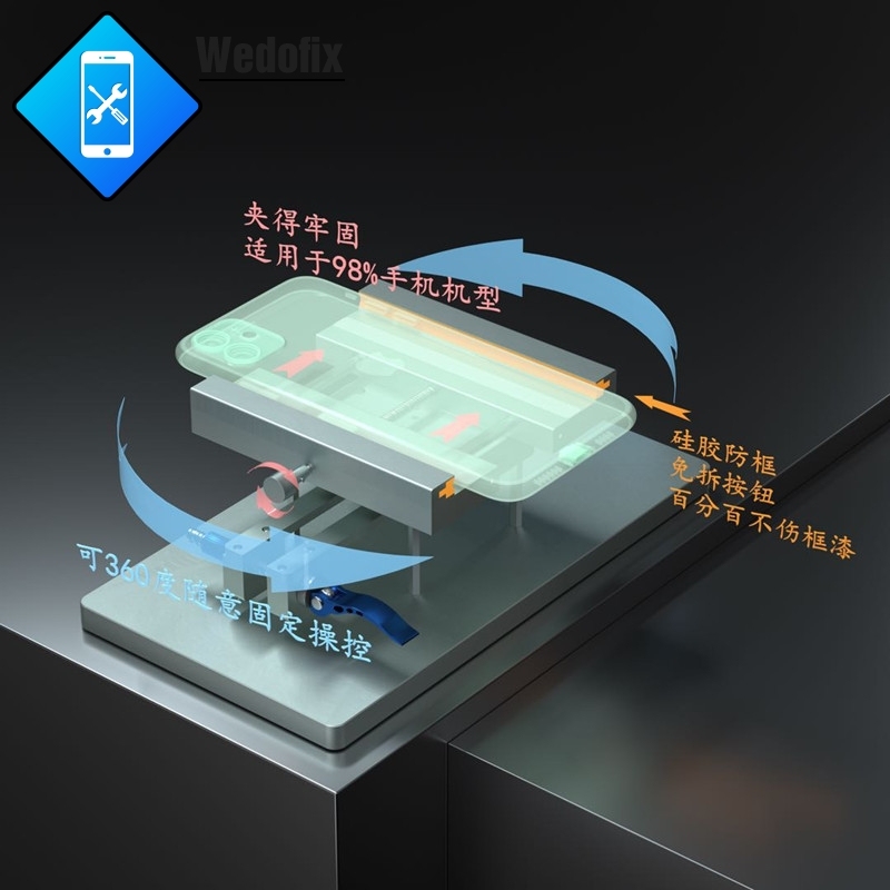 Rotatable Phone Back Cover Housing Holder Back Glass Repair Fixture Backcover Jig Clamp Tool