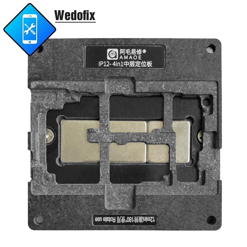 Amaoe 5 in 1 Phone Motherboard BGA Reball Stencil with Positioning Mould Heating Sheld for iPhone 12mini 12 12pro/max