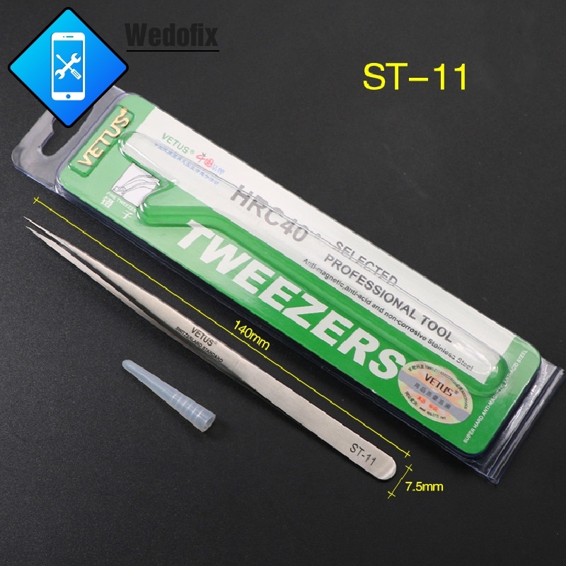 VETUS Stainless Steel Tiny Tweezers ST-11 ST-15 Straight Bent Tweezer for Phone Microsolder Repair