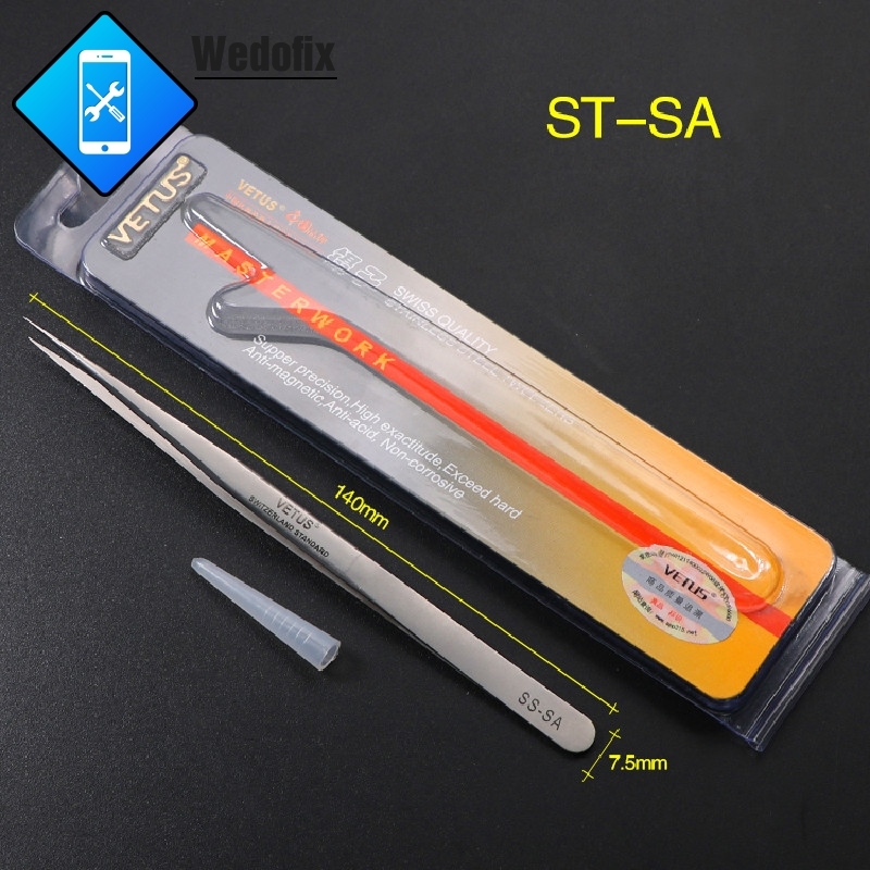 VETUS SS-SA Straight Tweezers Stainless Steel Tweezer for Phone Microsolder Repair