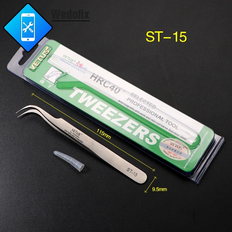 VETUS Stainless Steel Tiny Tweezers ST-11 ST-15 Straight Bent Tweezer for Phone Microsolder Repair