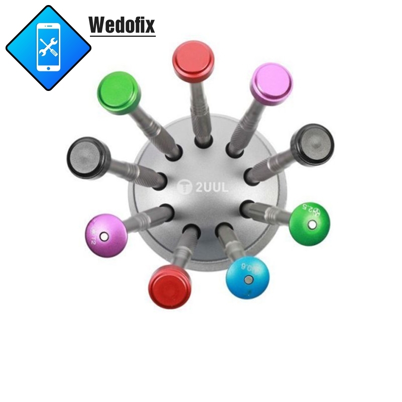 2uul Multifunctional Aluminum Alloy Screwdriver Holder 360 Degree Rotating Base with 9 Holes Srewdriver Storage Rack