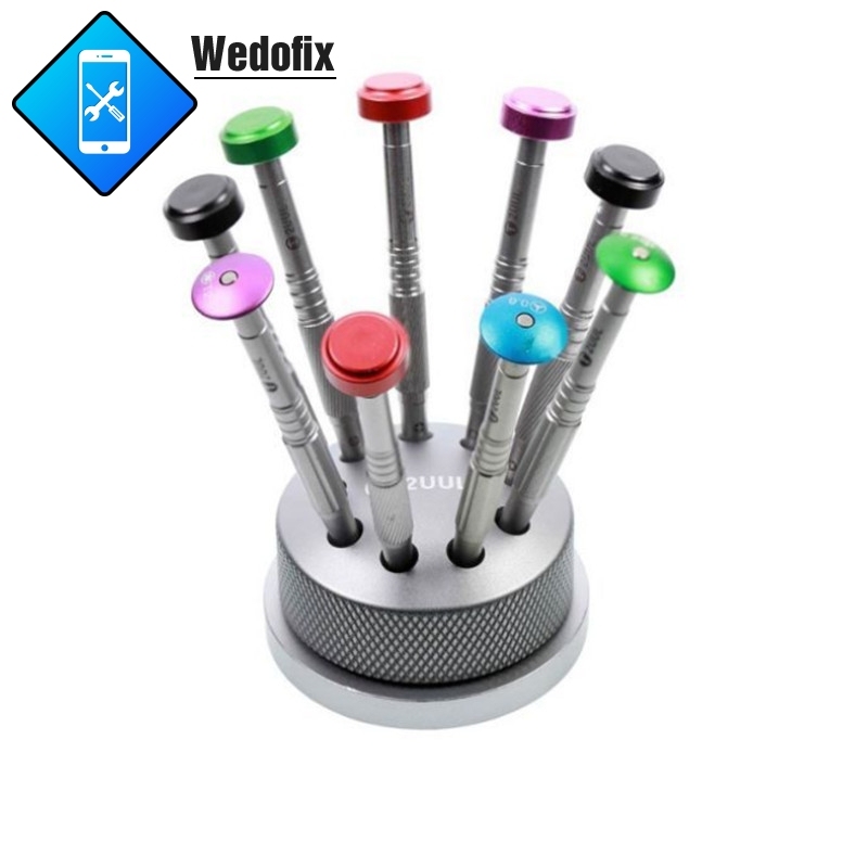 2uul Multifunctional Aluminum Alloy Screwdriver Holder 360 Degree Rotating Base with 9 Holes Srewdriver Storage Rack