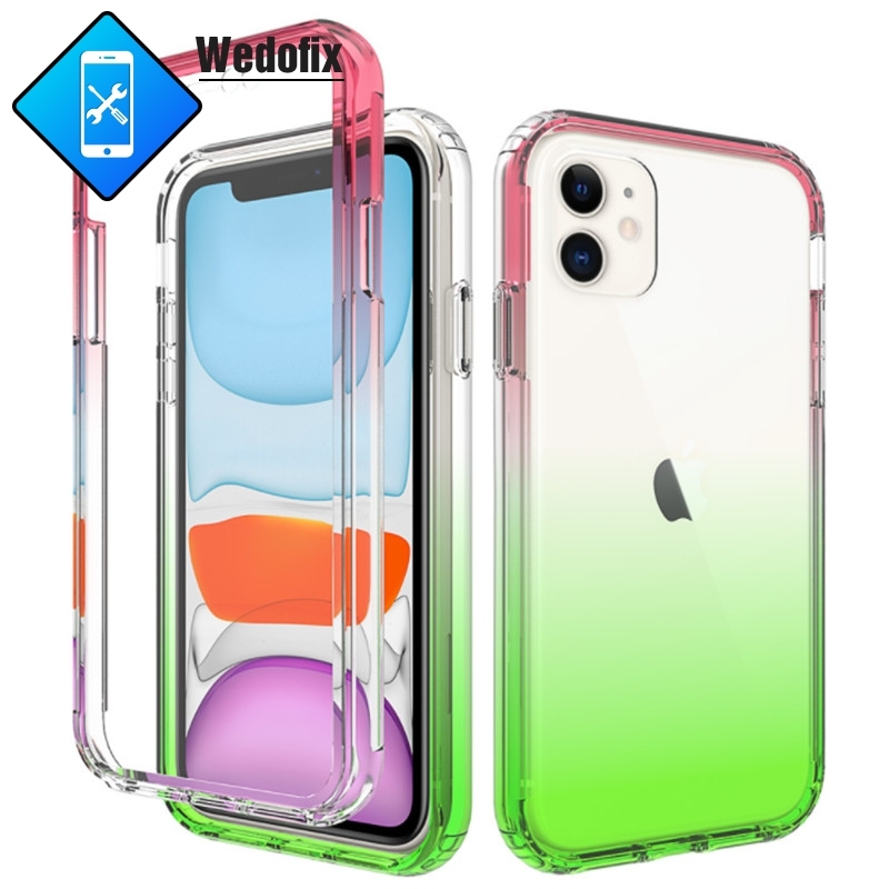 Soft Tpu 2 in 1 Phone Protect Case Gradient Phone Protective Shell with Screen Film