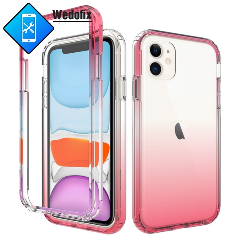 Soft Tpu 2 in 1 Phone Protect Case Gradient Phone Protective Shell with Screen Film