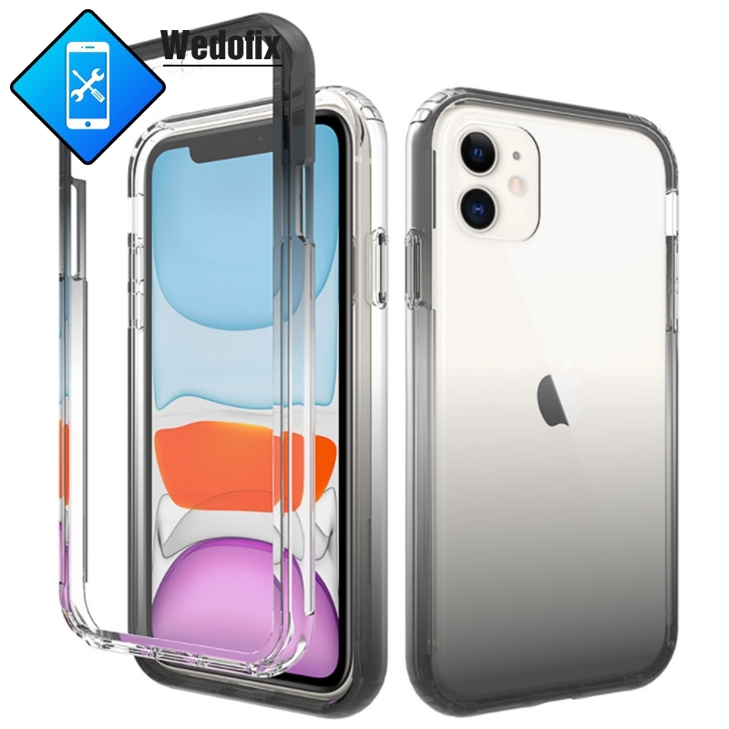 Soft Tpu 2 in 1 Phone Protect Case Gradient Phone Protective Shell with Screen Film