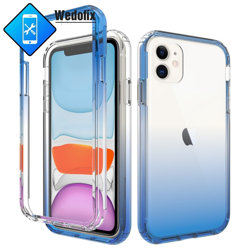 Soft Tpu 2 in 1 Phone Protect Case Gradient Phone Protective Shell with Screen Film