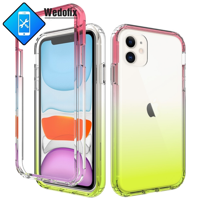 Soft Tpu 2 in 1 Phone Protect Case Gradient Phone Protective Shell with Screen Film
