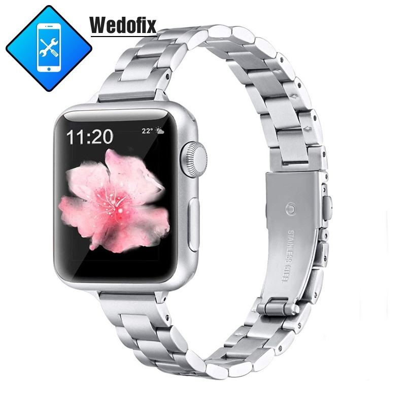 Women Thin Metal Apple Watch Wrist Band Stainless Steel Watch Strap for iWatch S1 S2 S3 S4 S5 S6 S7 Bracelet