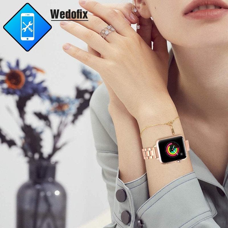 Women Thin Metal Apple Watch Wrist Band Stainless Steel Watch Strap for iWatch S1 S2 S3 S4 S5 S6 S7 Bracelet
