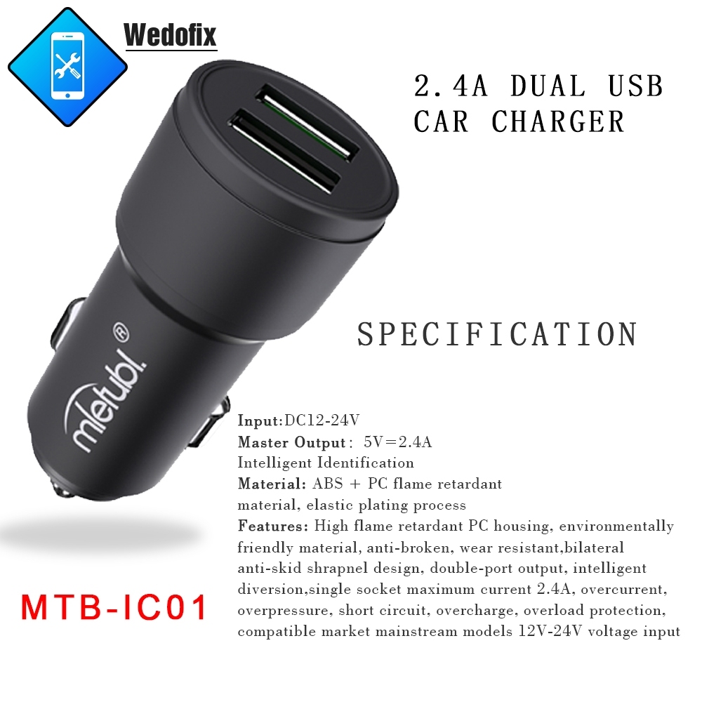 QC3.0 Dual USB Port Charger 9V 2A with Aluminum alloy housing Auto Power Adapter for iPhone 7 8 X 11 12 13promax