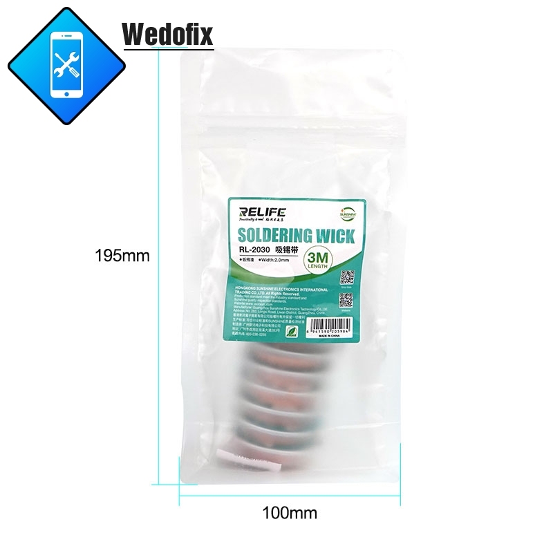 Relife RL-2030 Soldering Wick 2.0mm*3M Soldering Tape for Mobile Phone Logic Board Repair