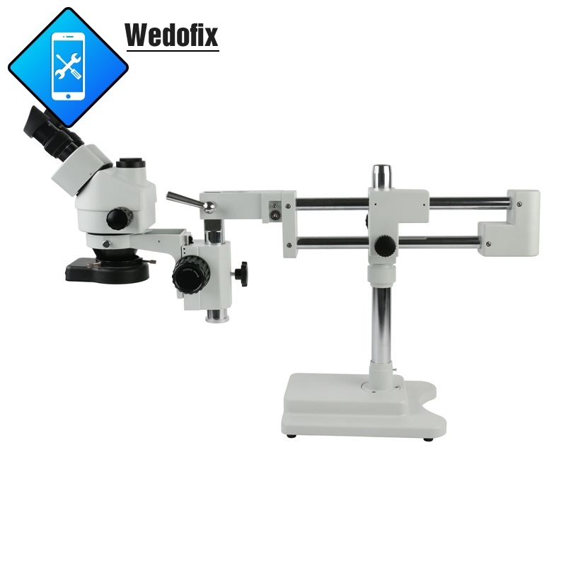 7X-45X Trinocular Stereo Microscope Double Arm Bracket PCB Repair Soldering Microscope Set