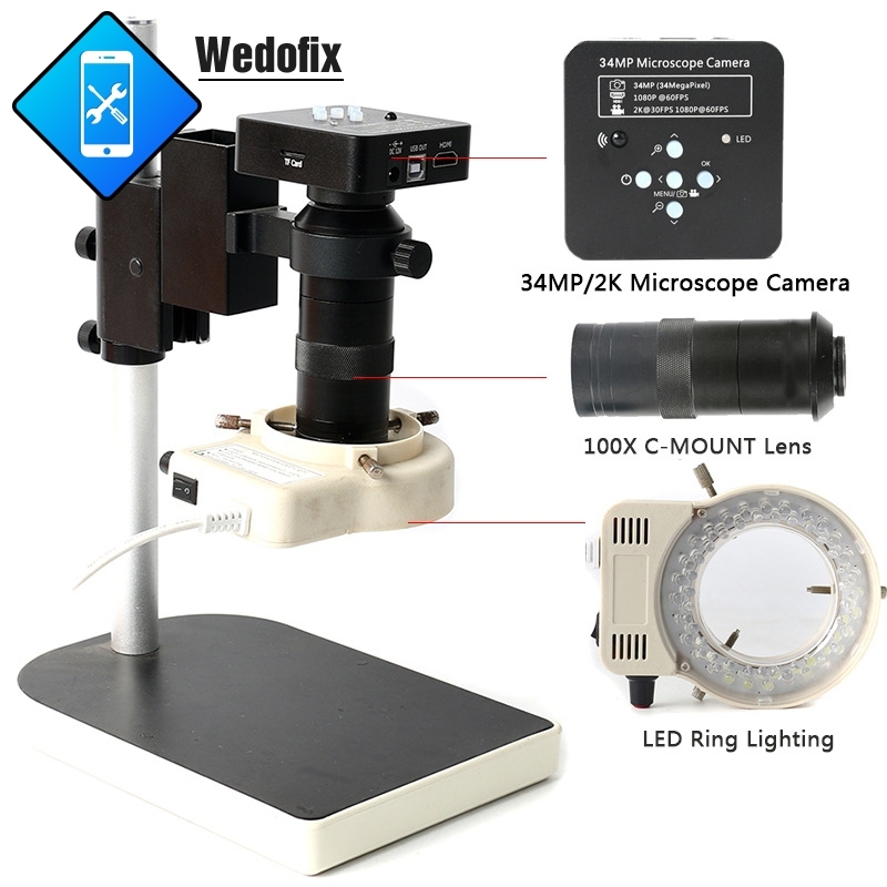34 MP Industrial Camera HDMI USB Electronic Video Microscope for Mobile Phone Micro Soldering Repair