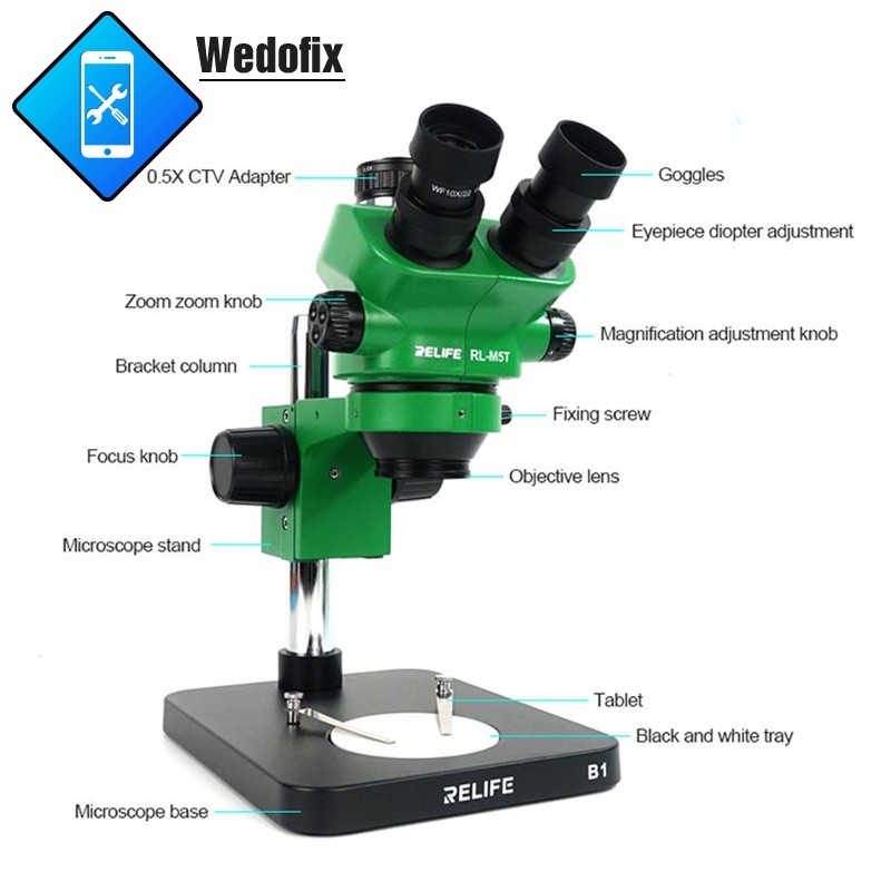 0.7-50X Trinocular Microscope with 10x HD Wide-angle Eyepiece for Mobile Phone Repair