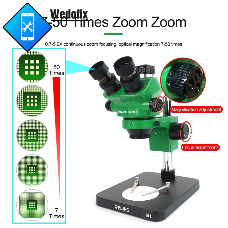 0.7-50X Trinocular Microscope with 10x HD Wide-angle Eyepiece for Mobile Phone Repair