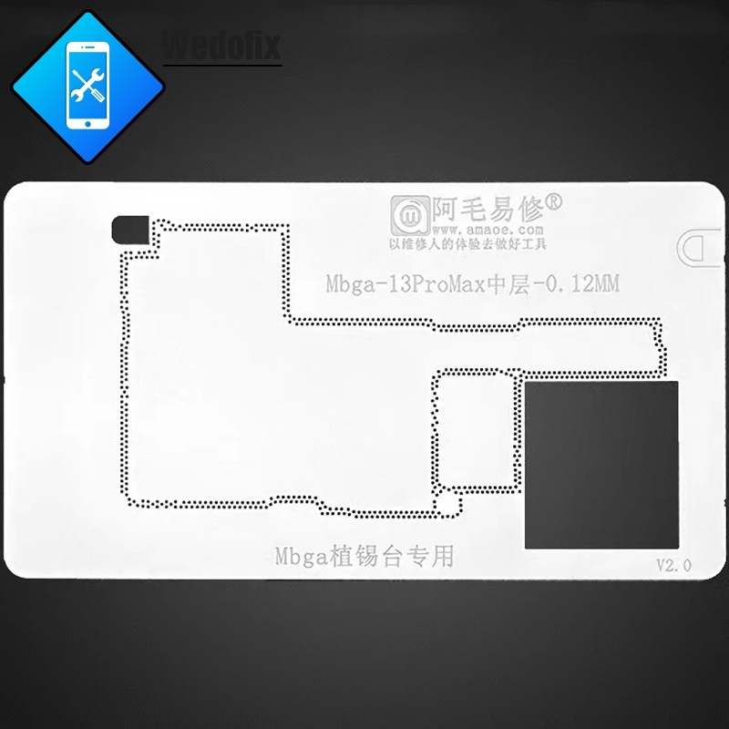 Amao 0.12mm 4 in 1 BGA Reballing Stencil Template Middle Frame Stencil for iPhone 13 13pro 13promax 13mini