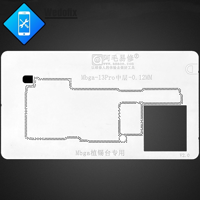 Amao 0.12mm 4 in 1 BGA Reballing Stencil Template Middle Frame Stencil for iPhone 13 13pro 13promax 13mini