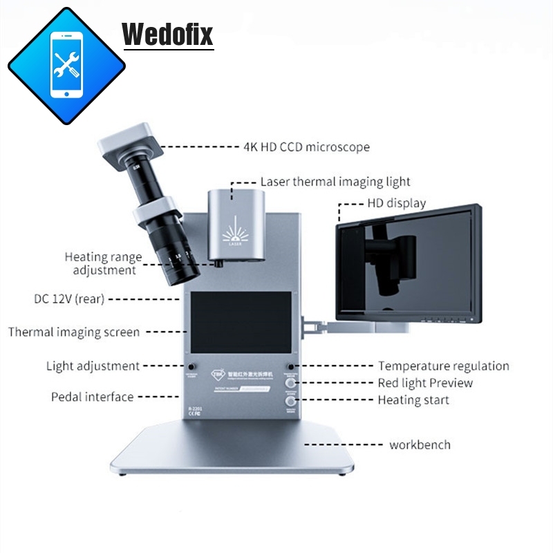 Intelligent Thermal Infrared Imager Analyzer BGA Rework Station Built-in Laser Heating De-soldering with Microscope for iPhone Microsoldering Work