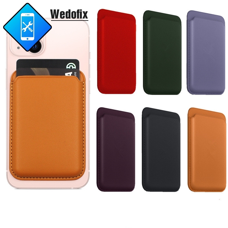 Leather Card Bag with Magnetic Phone Back STicker Card Sleeve for iPhone 11 12 13