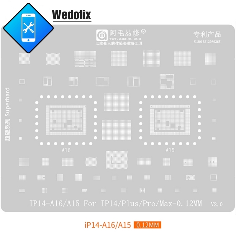 Amao 0.12mm Middle Layer BGA Reballing Stencil Platform with Positioning Mould for iPhone 14 14plus 14pro 14promax