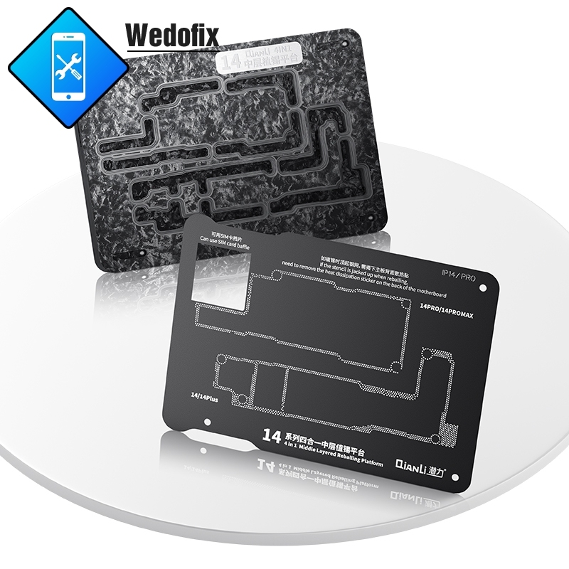 Qianli 4 in 1 BGA Reball Template Logic Board Middle Layer Plant Tin Platform for iPhone 14 14plus 14pro/max