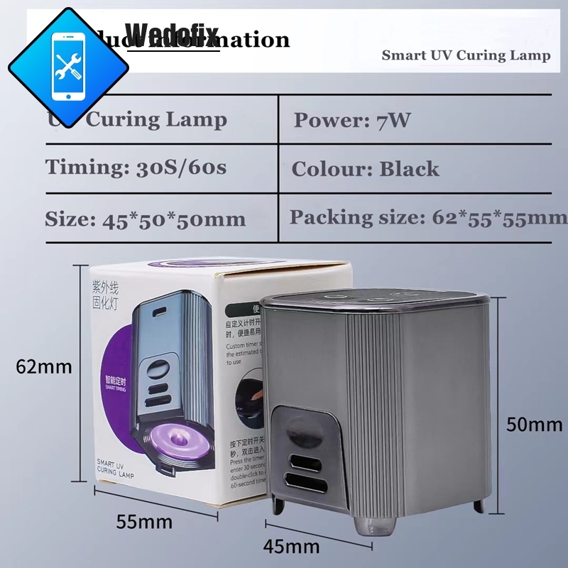  Smart UV Curing Lamp with Rechargable Battery Type-C Socket UV Glue Green Oil Solder Helper for LCD Screen Refurb PCB Repair 