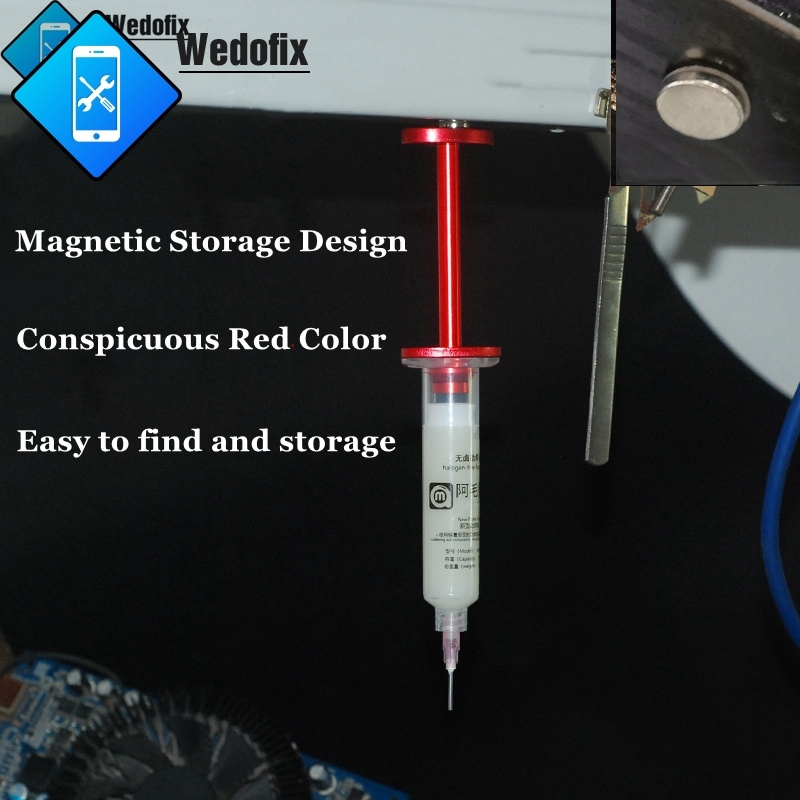 Amaoe 10CC Solder Flux with Aluminum Alloy Pusher Halogen Free Solder Mask Welding Green Oil for for PCB Motherrboard Repair