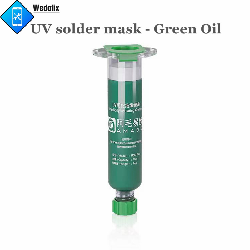 Amaoe 10CC Solder Flux with Aluminum Alloy Pusher Halogen Free Solder Mask Welding Green Oil for for PCB Motherrboard Repair