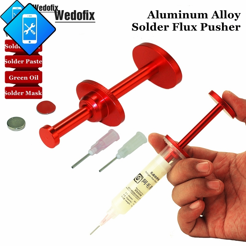 Amaoe 10CC Solder Flux with Aluminum Alloy Pusher Halogen Free Solder Mask Welding Green Oil for for PCB Motherrboard Repair