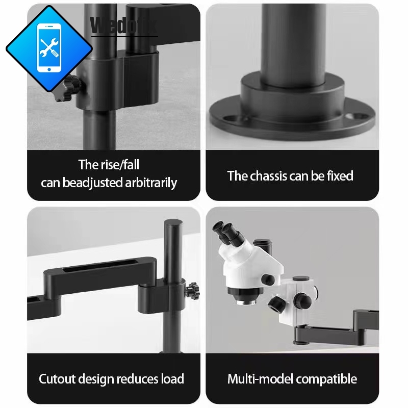 Microscope Swing Arm Metal Bracket 360 Degree Fixedable FoldableUniversal Telescopic Holder for Microscope Holding