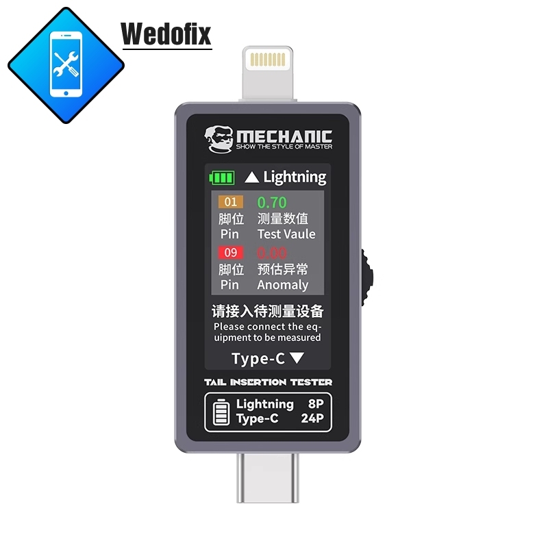 Mechanic T-824 Tail Plug Tester Charing Port Test Tools Diode Resistance Detection for iPhone Macbook Laptop Diagnosis Repair 