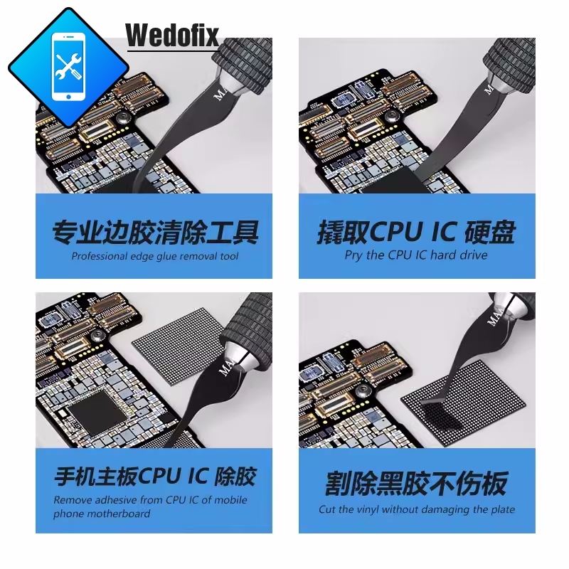  Maant CPU Glue Remove Blade with Handle Anti-corrosion High Toughness Blades for Phone IC NAND Clean Prying 