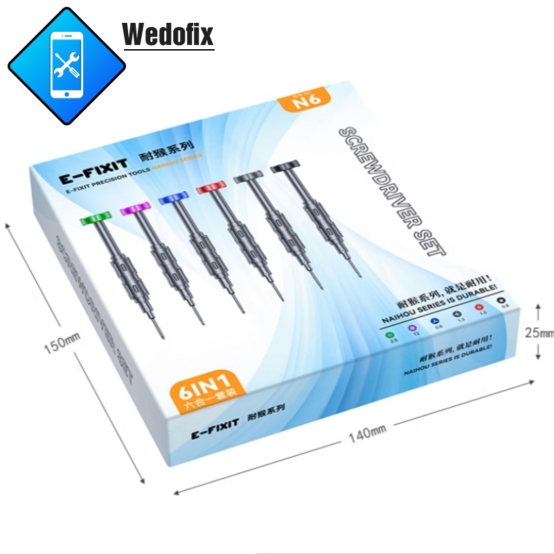 E-Fixit N6 Screwdriver Set with High Precisin Snap-fit Screws S2 Batch Heads for Mobile Phone Electronics Repair 