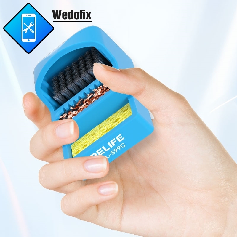 Relife Mini 3 in 1 Solder Iron Refresher with Cooper Wire Steel Brush Sponge Soldering Tip Cleaner Tool