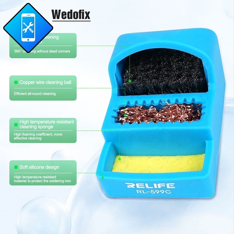 Relife Mini 3 in 1 Solder Iron Refresher with Cooper Wire Steel Brush Sponge Soldering Tip Cleaner Tool