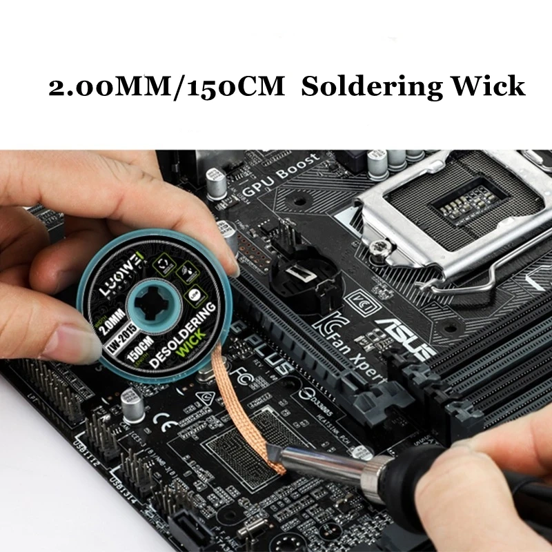 Luowei Desoldering Wick with Braided Cooper Wire Low Residue Anti-corrosion Soldering Accessories for BGA Microsoldering Work