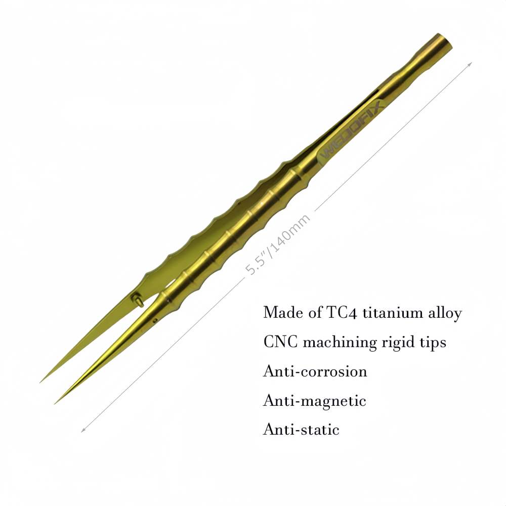 Bamboo Titanium Sharp Tweezers with Anti-corrosion Fine Tip Non-magnetic Titanium Tweezers