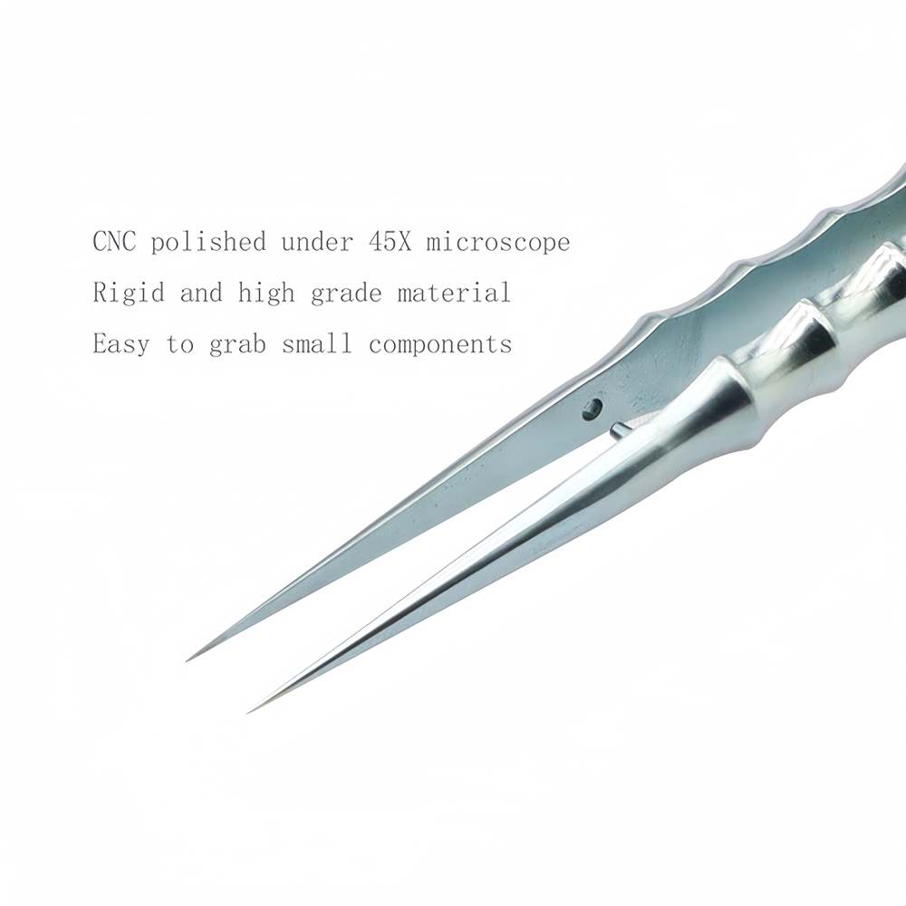 Cyan-Bamboo Extra Long Titanium Tweezers with Unique Design for Tiny Components Splinters