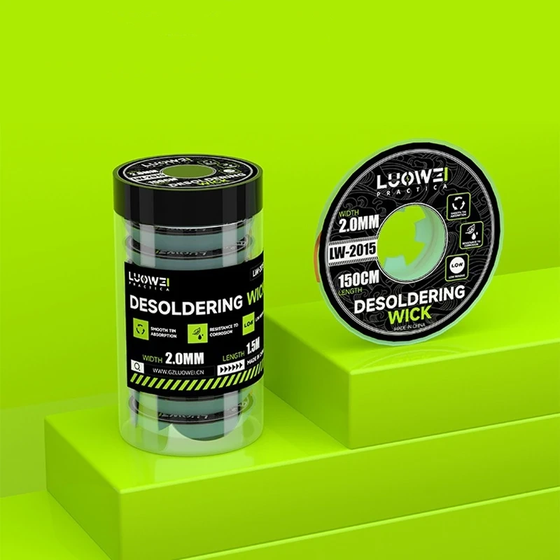 Luowei Desoldering Wick with Braided Cooper Wire Low Residue Anti-corrosion Soldering Accessories for BGA Microsoldering Work