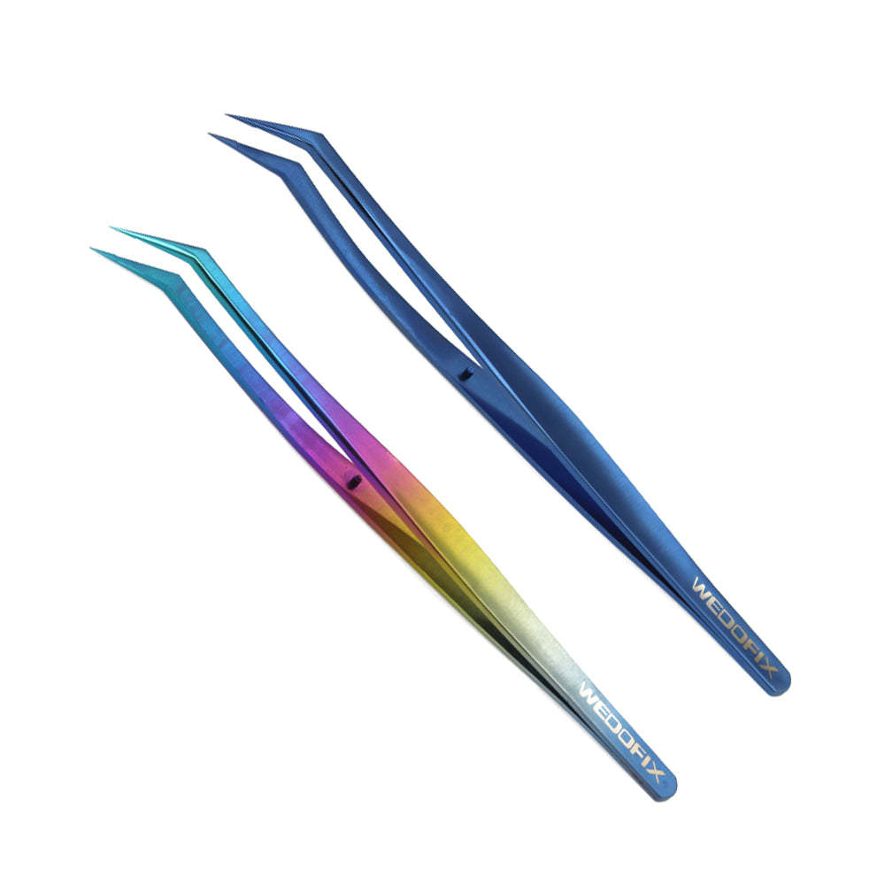 Multi-purpose Rainbow Professional Titanium Tweezers for Eyebrows and DIY Work
